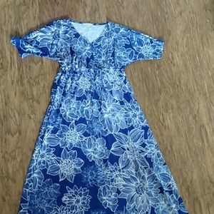 Haani Petite  XL blue white Hawaiian Maxi Dress
